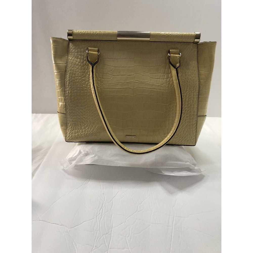 KATE SPADE CONSTANCE CROC PATENT LEATHER LARGE SATCHEL BAG PURSE YELLOW